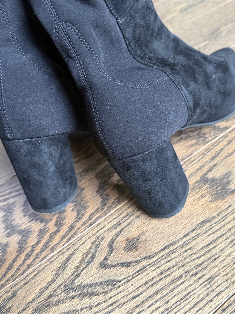 Stuart Weitzman Black Suede Over-the-Knee Block Heel Boots - Picture 10 of 10